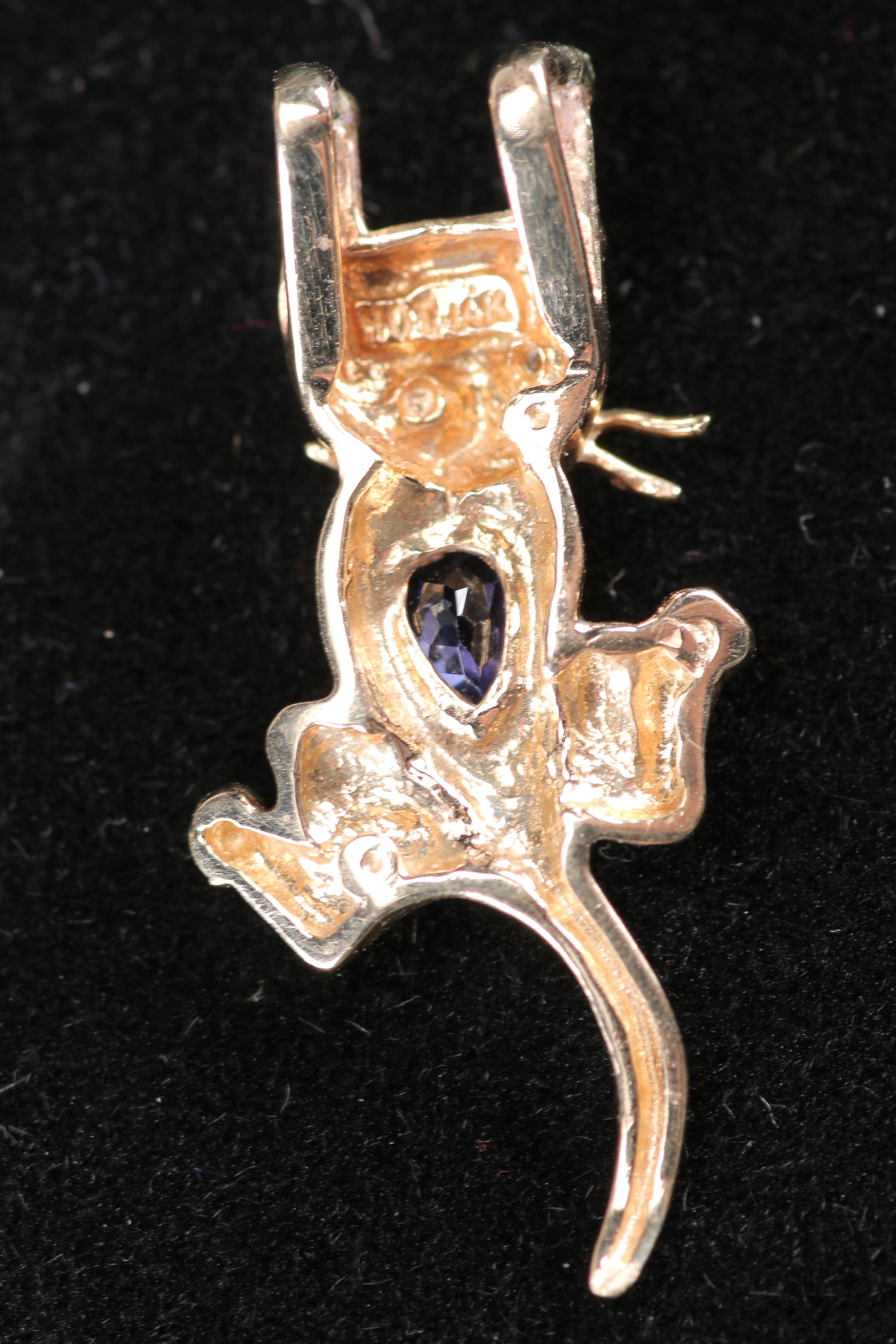 Yellow Gold Cat Pendant with Gemstones