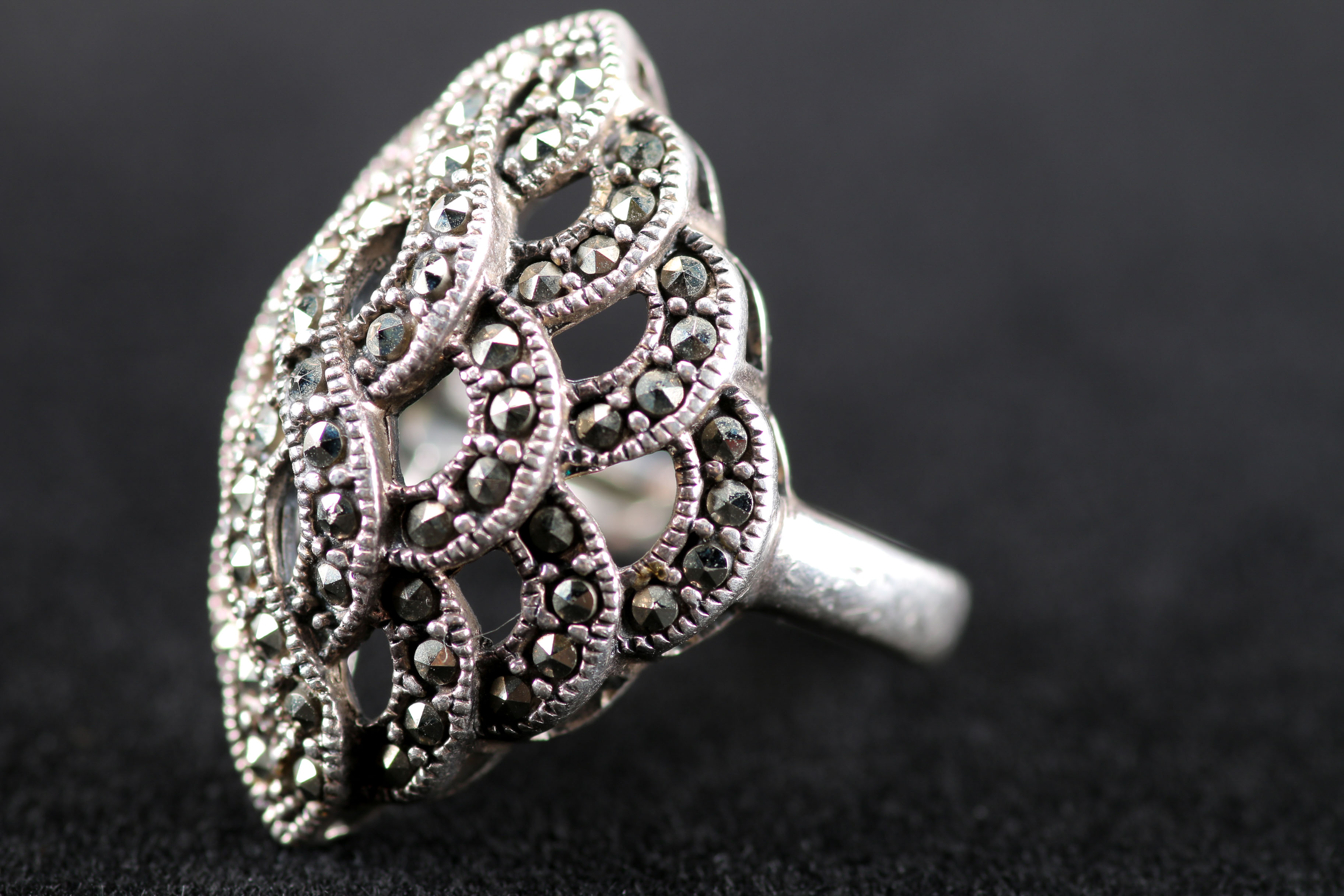 Marcasite and Sterling Silver Ring and Earring Set