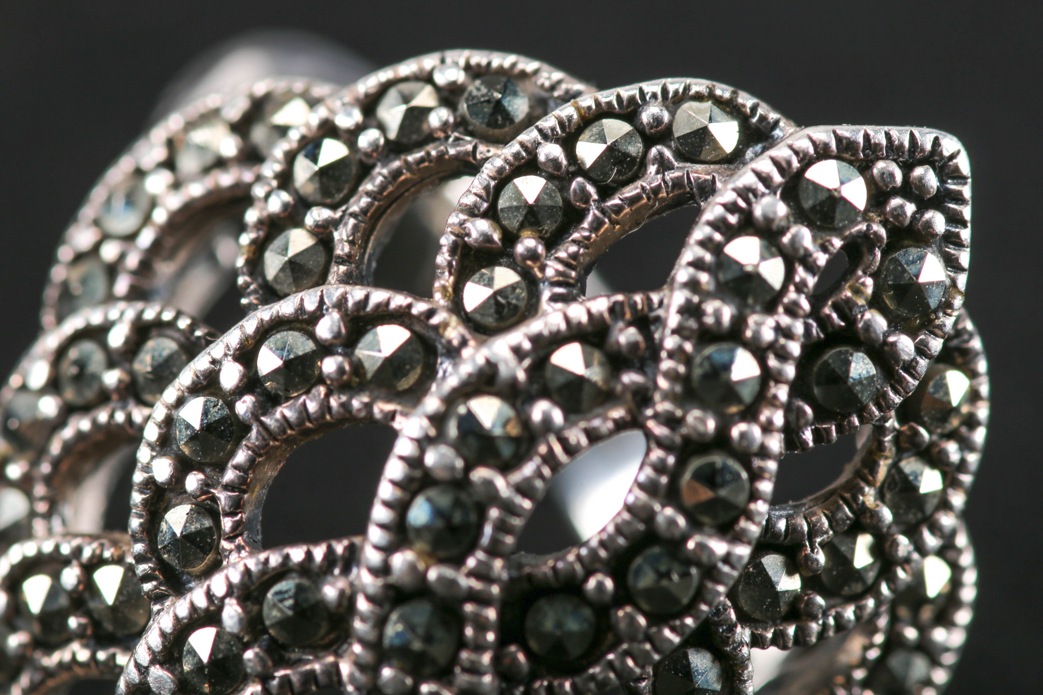 Marcasite and Sterling Silver Ring and Earring Set