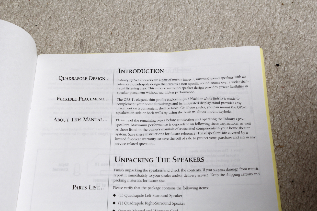 Infinity Quadrapole QPS1 Surround Loudspeakers