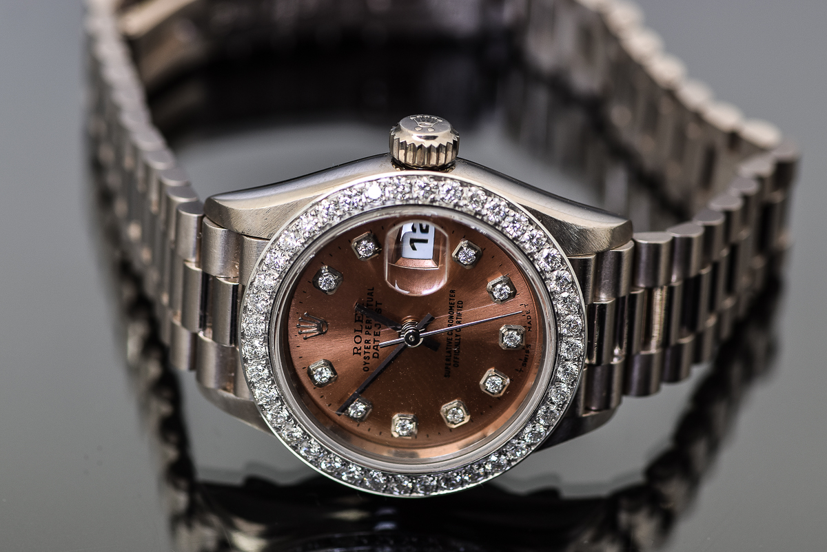 Women's Rolex Presidential 18K White Gold and Diamond Watch
