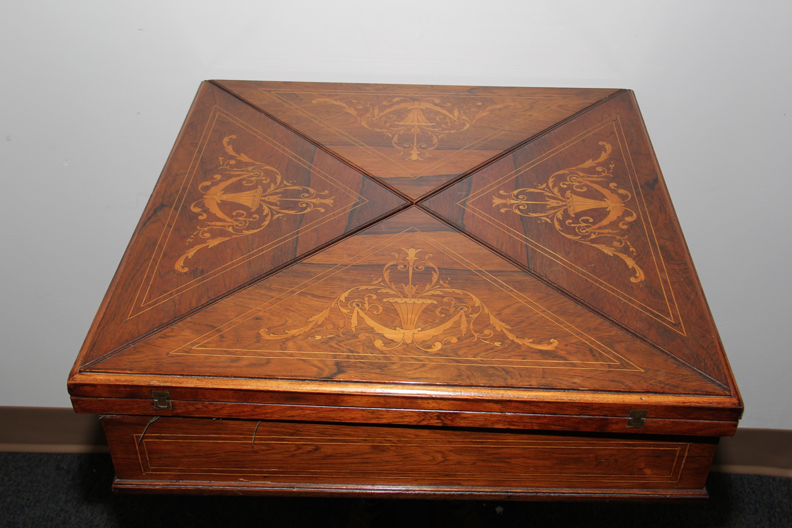 Antique Rosewood Envelope Style Games Table
