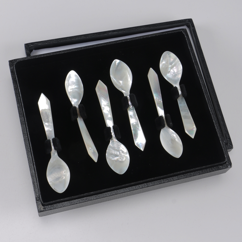 Late 20th Century Mother of Pearl Oyster Spoons by G. Lorenzi
