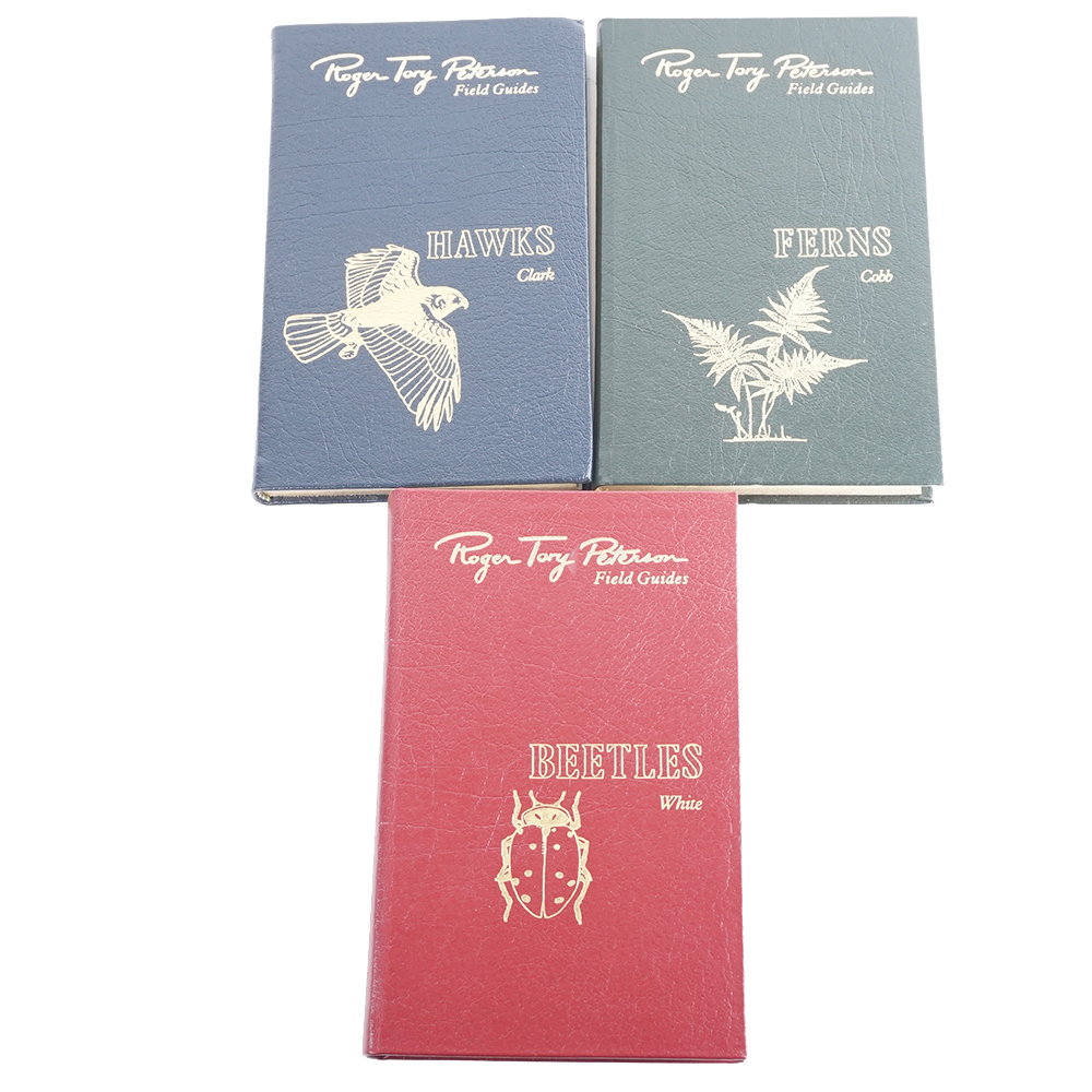Three Leather Bound Roger Tory Peterson Field Guides