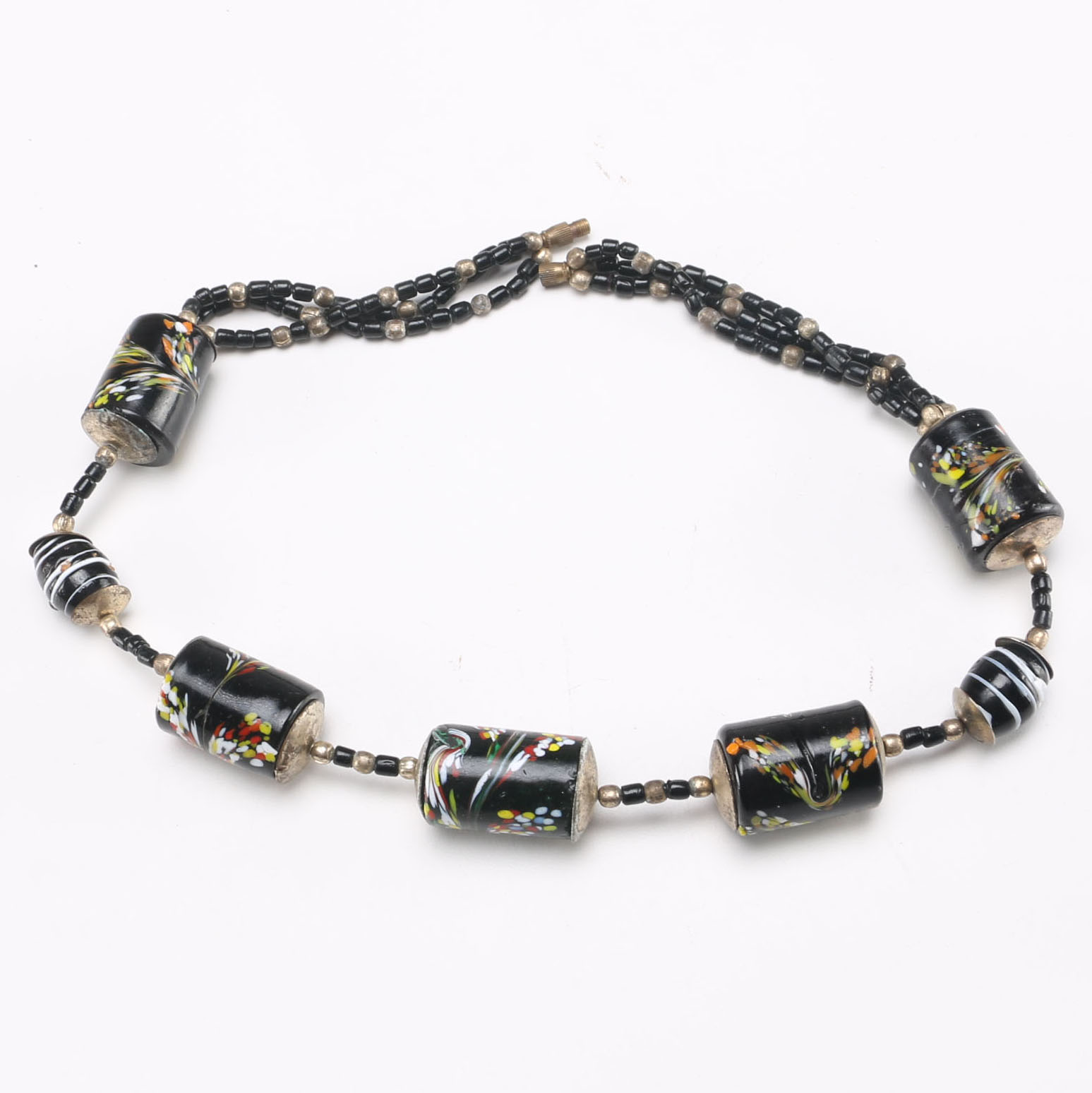 Black Glass Bead Necklace