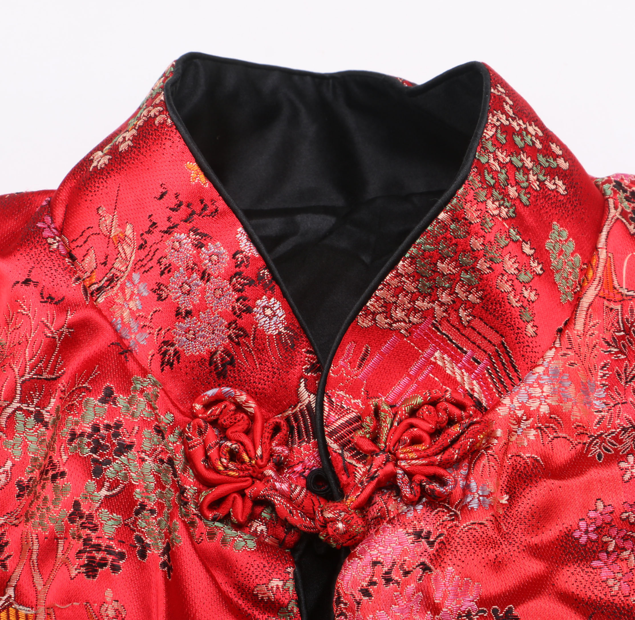 Two Red Embroidered Silk Chinese Jackets