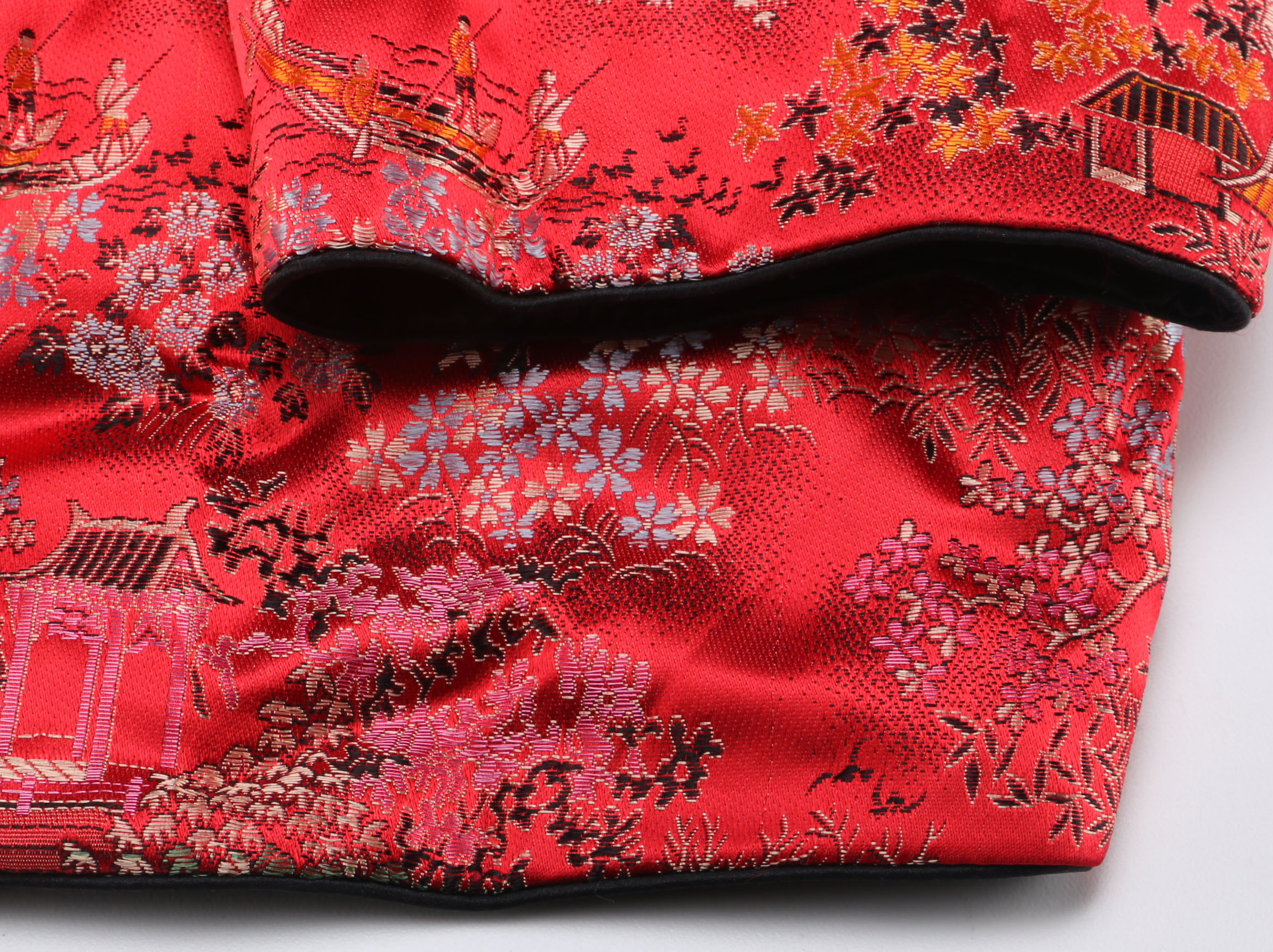 Two Red Embroidered Silk Chinese Jackets