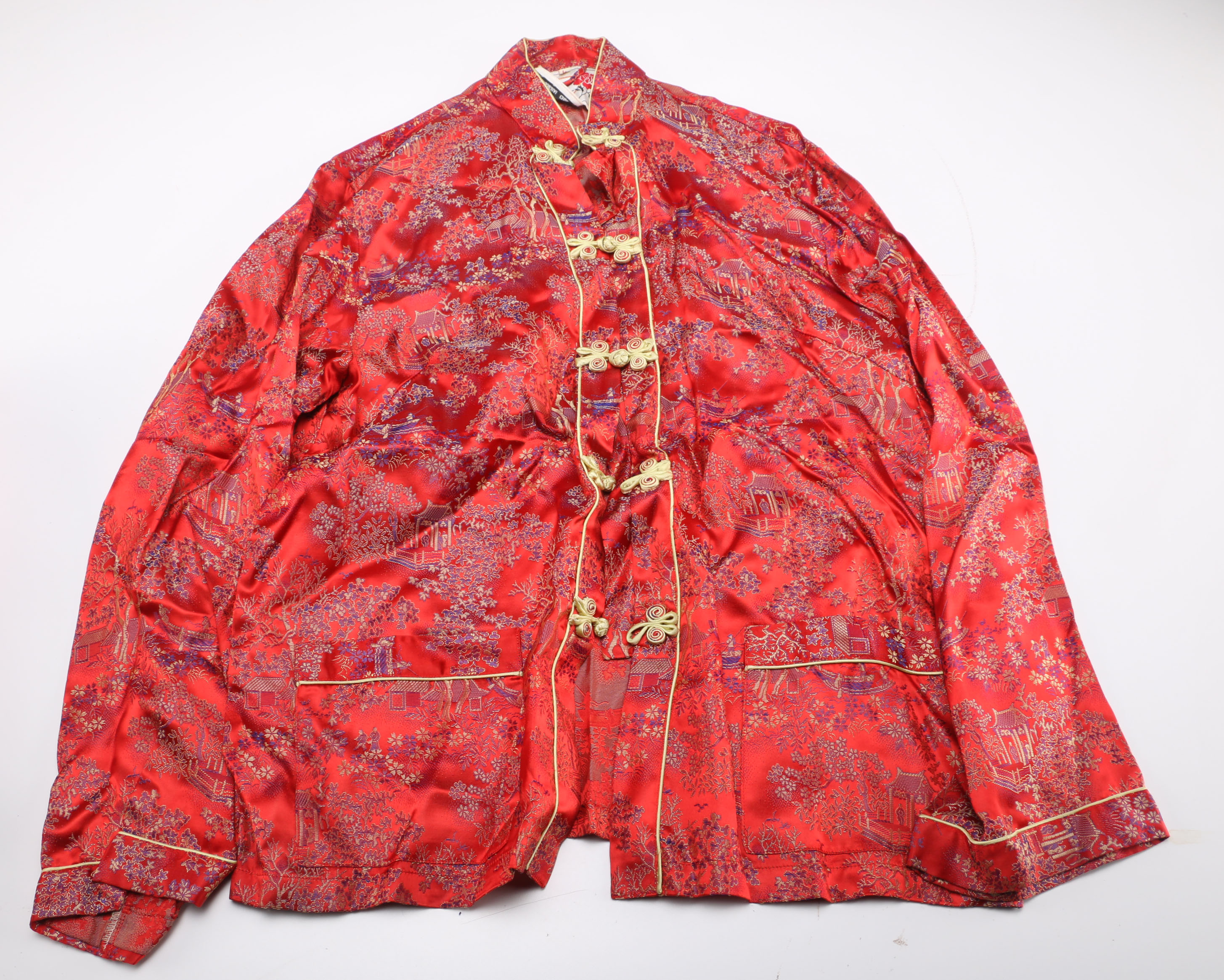 Two Red Embroidered Silk Chinese Jackets
