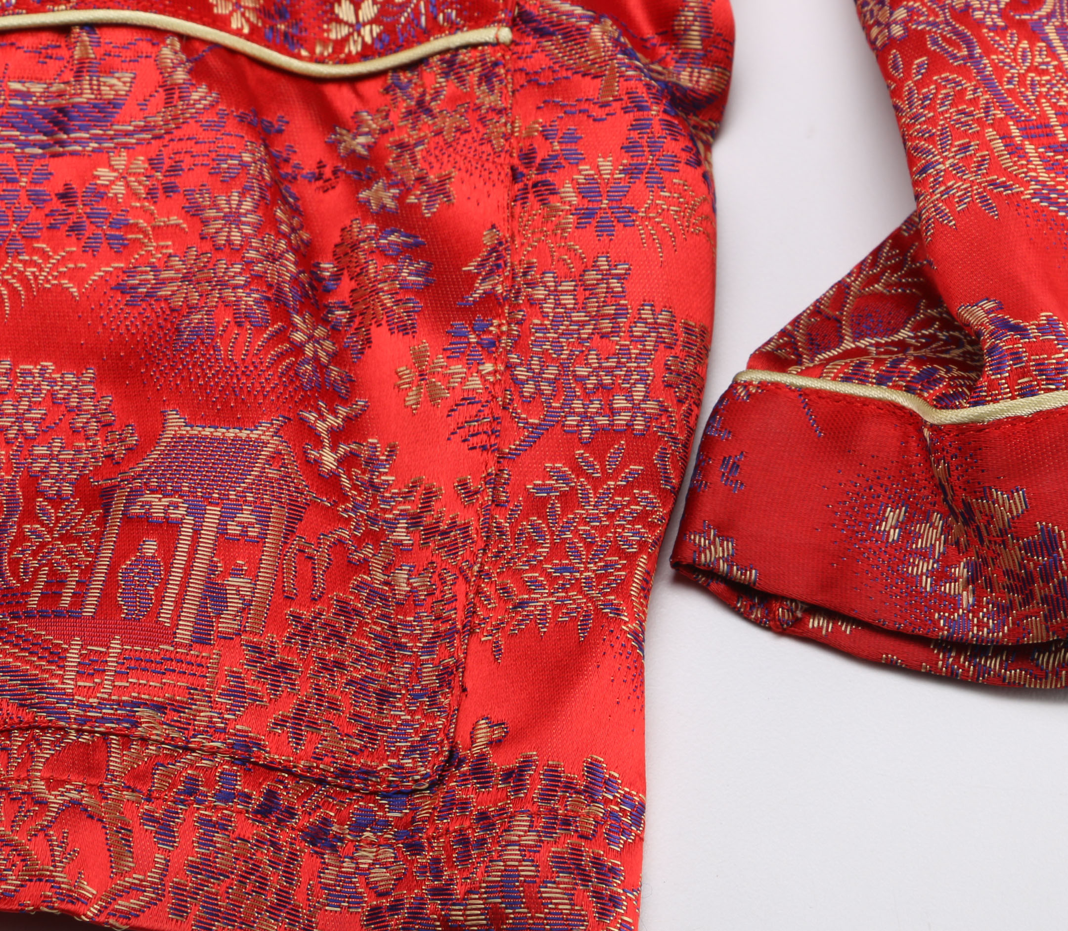 Two Red Embroidered Silk Chinese Jackets