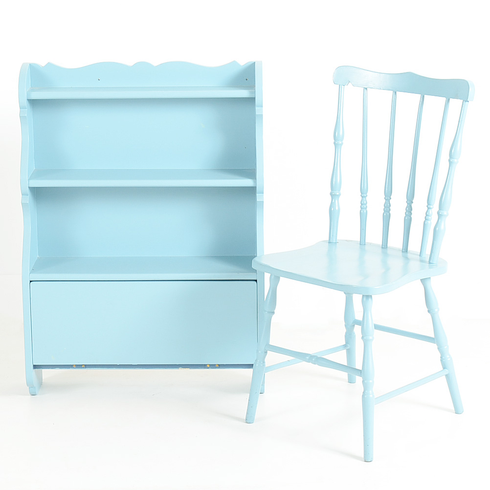 Light Blue Wall Shelf and Chair