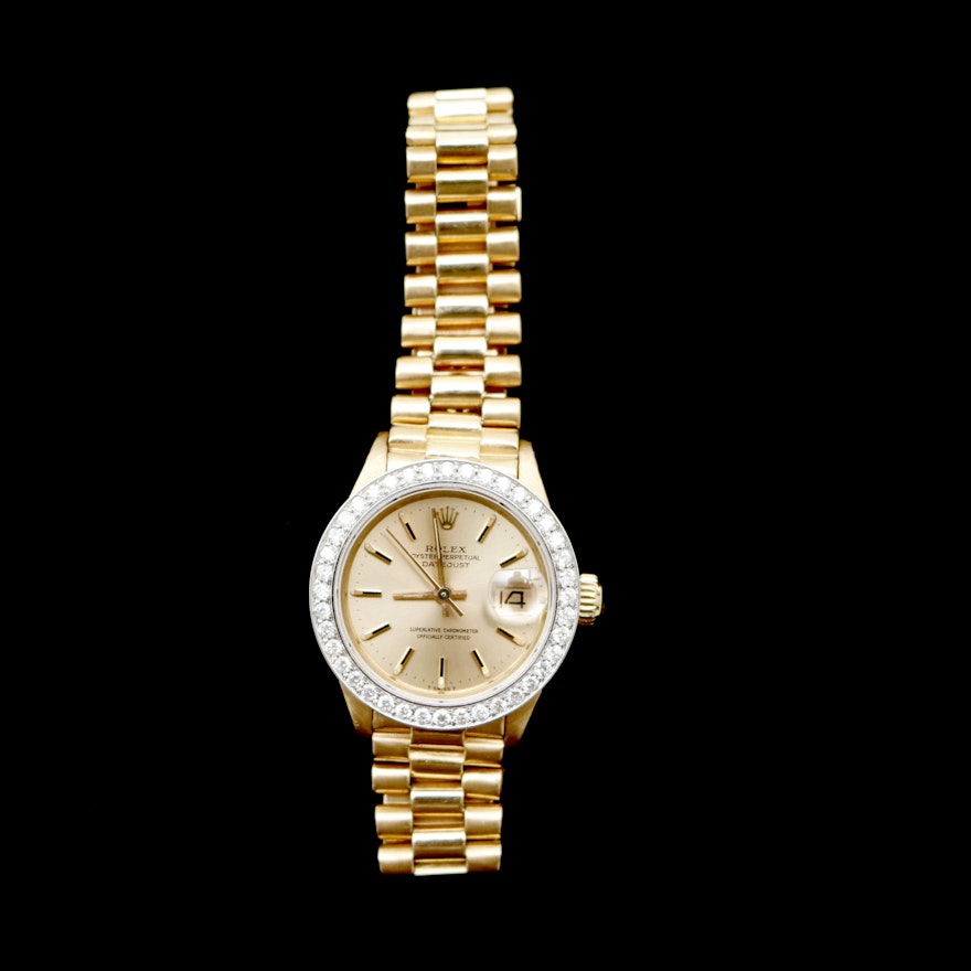 18K Yellow Gold and Diamond Rolex Wristwatch