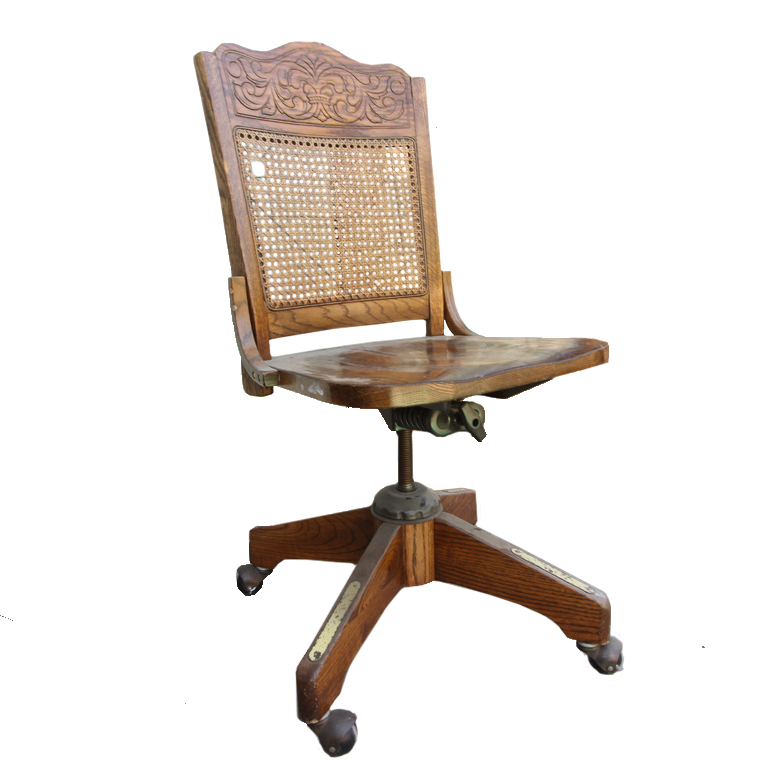 Vintage Rolling Chair with Cane Back