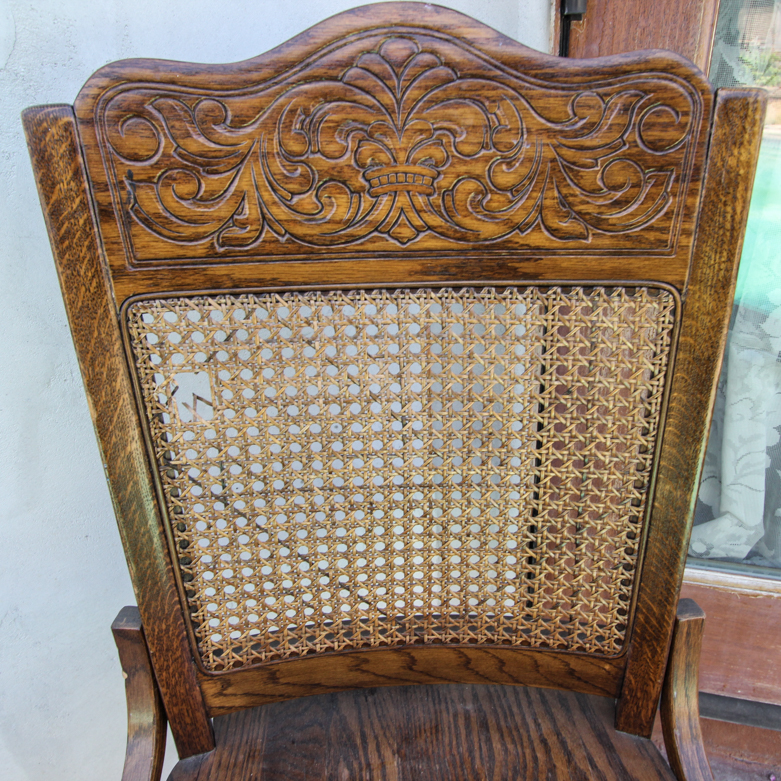 Vintage Rolling Chair with Cane Back