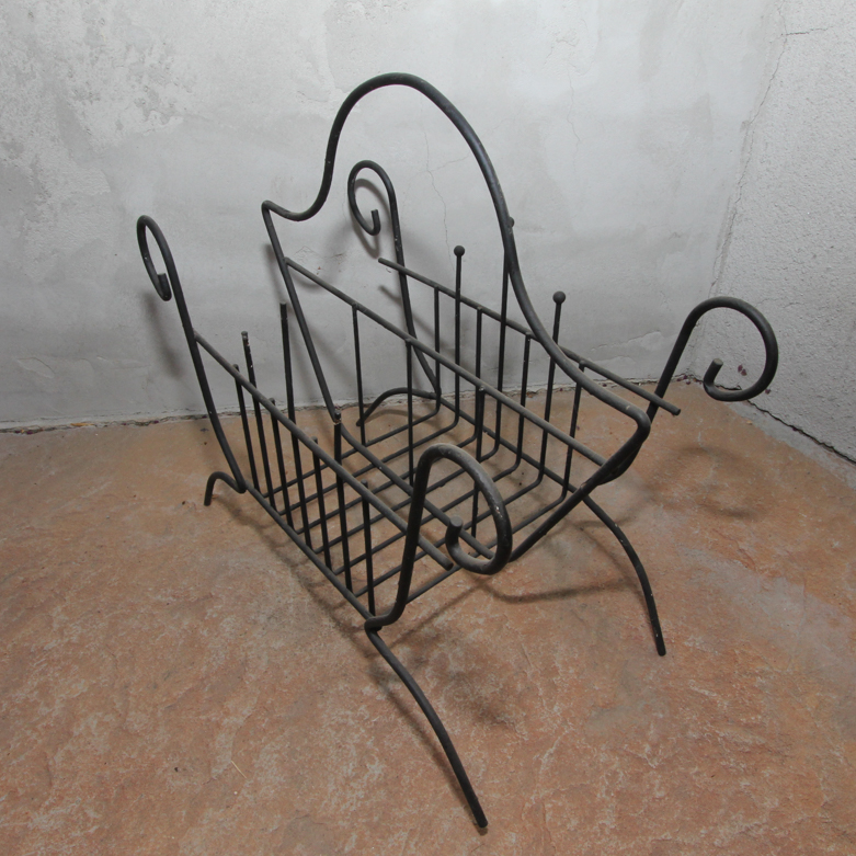 Vintage Black Metal Magazine Rack
