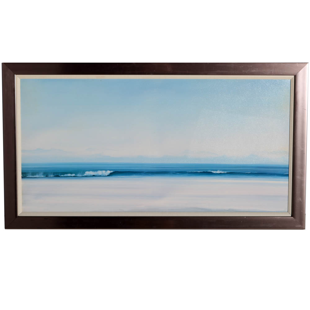 Framed Panoramic Ocean Painting