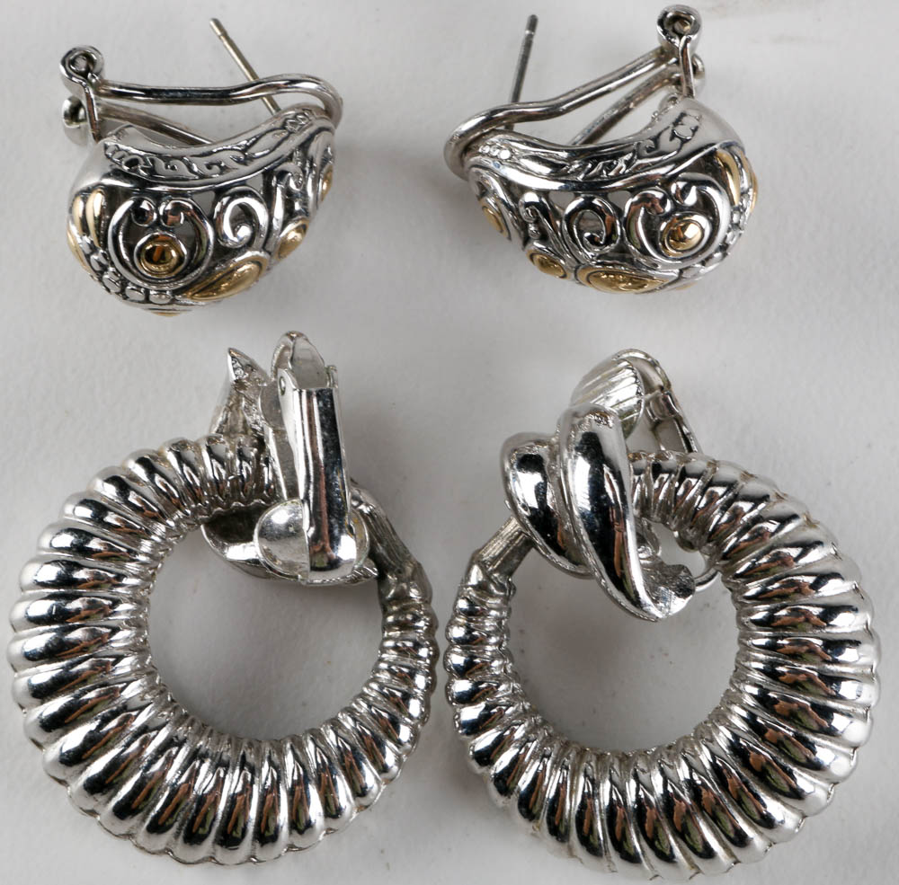Collection of Silver Tone Earrings