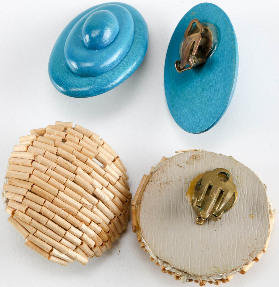 Collection of Blue and Wood Earrings