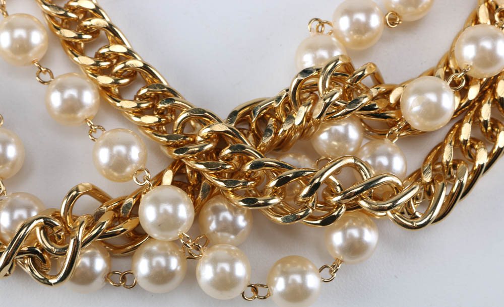 Collection of Faux Pearl and Gold Tone Accessories