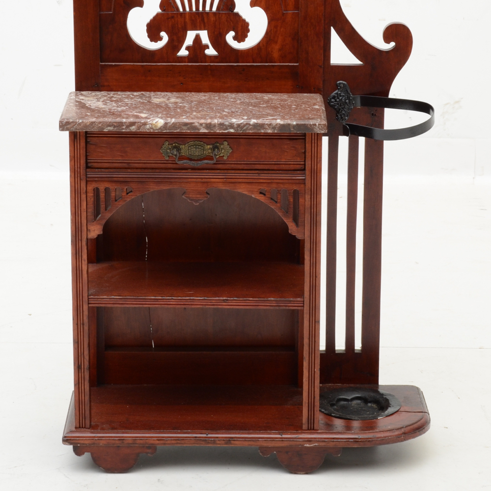 Victorian Eastlake Birch Hall Tree