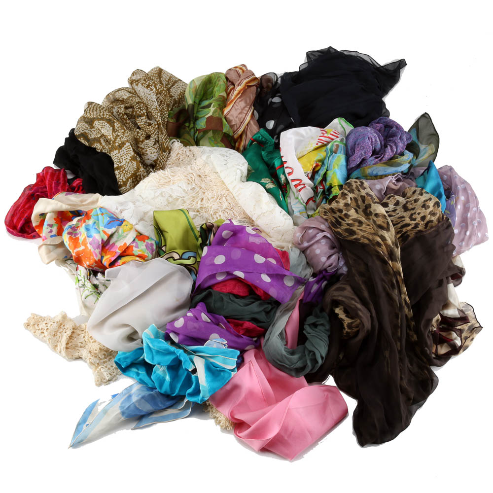 Fashion Scarves with a Lace Shawl and Gloves