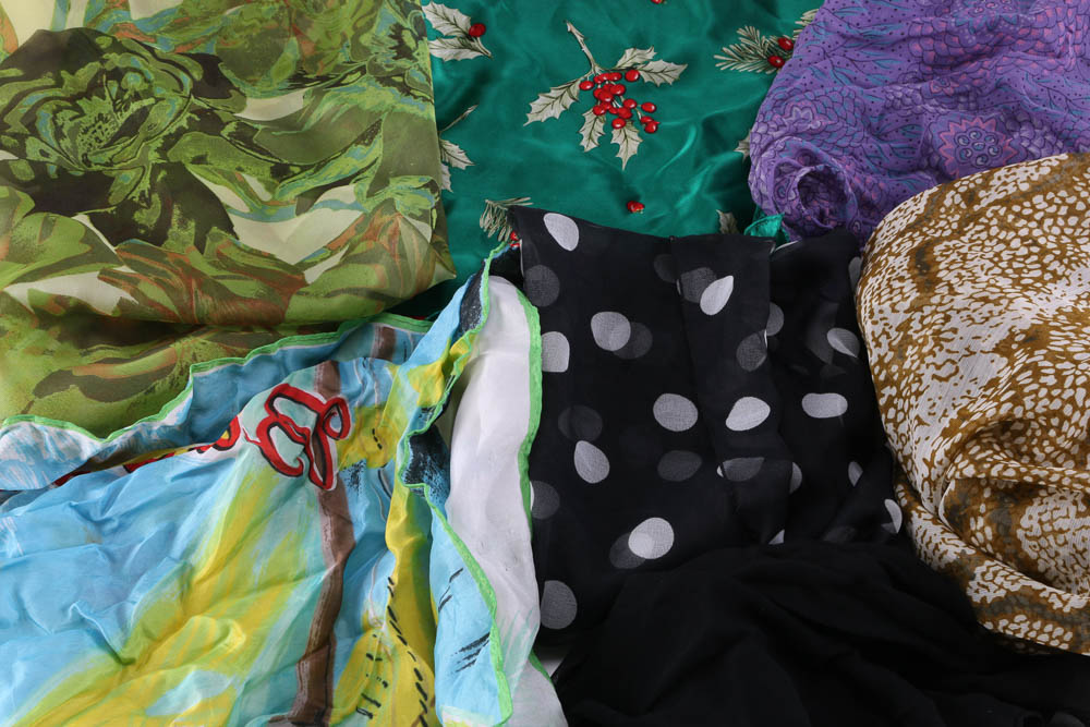 Fashion Scarves with a Lace Shawl and Gloves