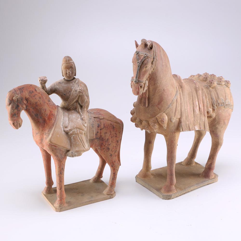 Pair of Tang Style Terra Cotta Horses