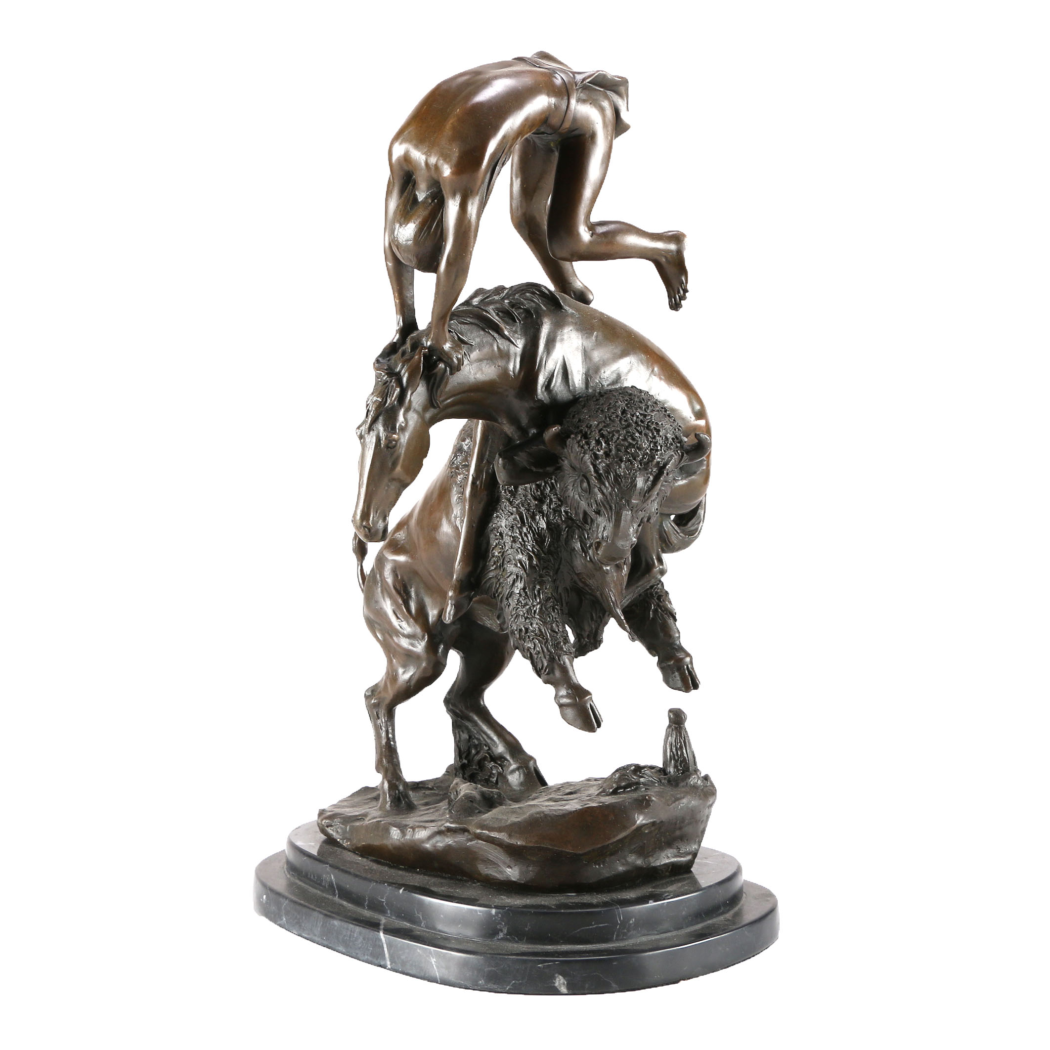 After Remington Bronze Statue of a Man on Horseback and Bull
