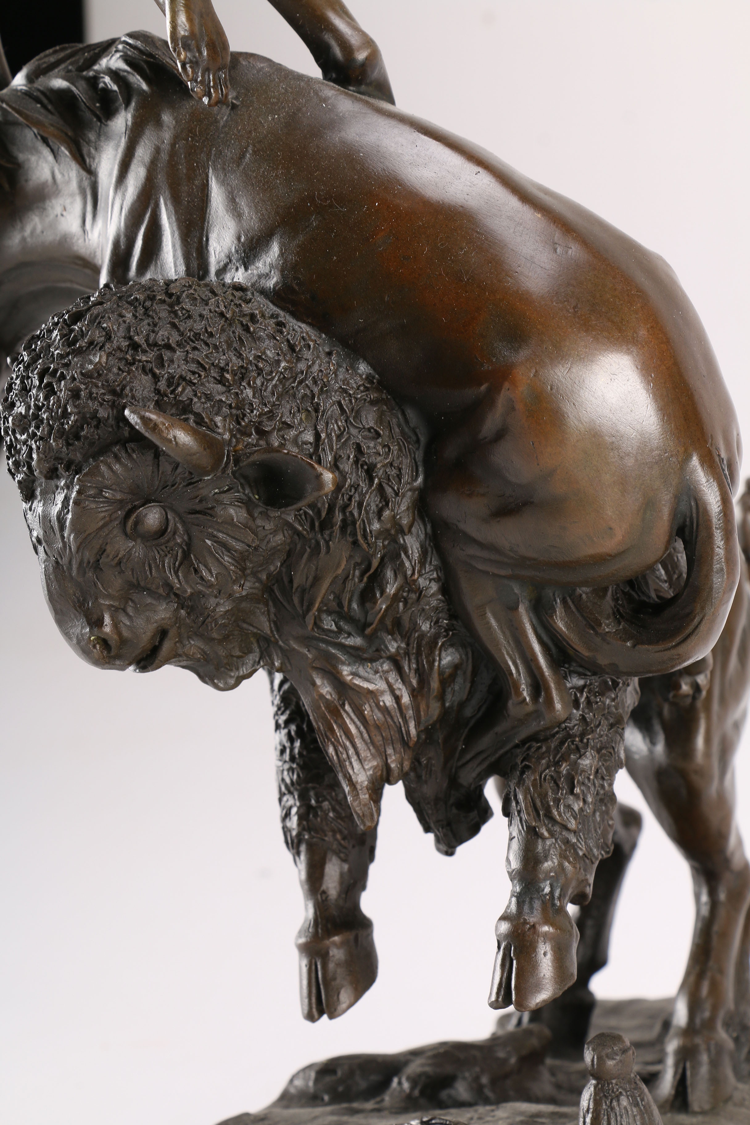 After Remington Bronze Statue of a Man on Horseback and Bull