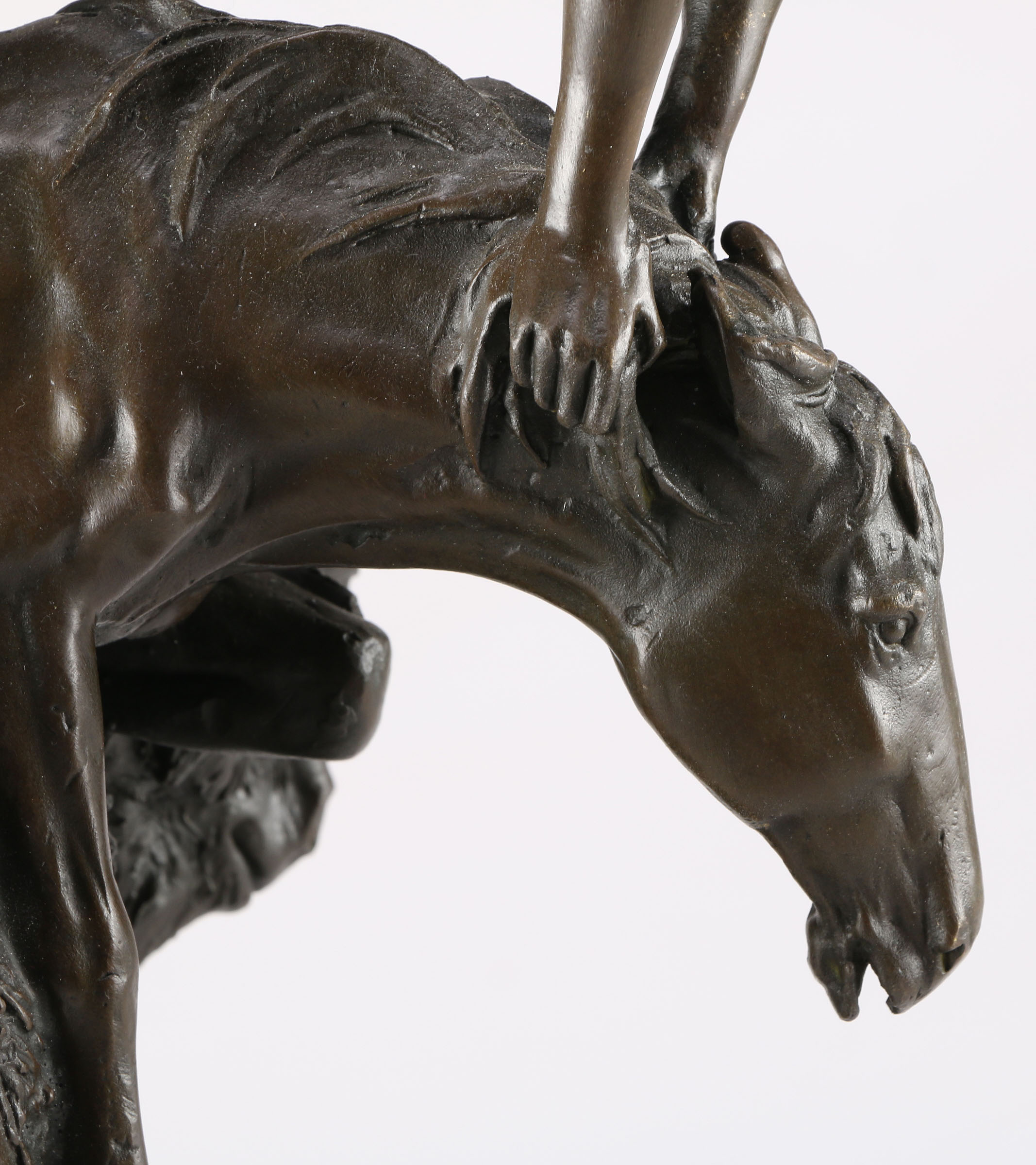 After Remington Bronze Statue of a Man on Horseback and Bull
