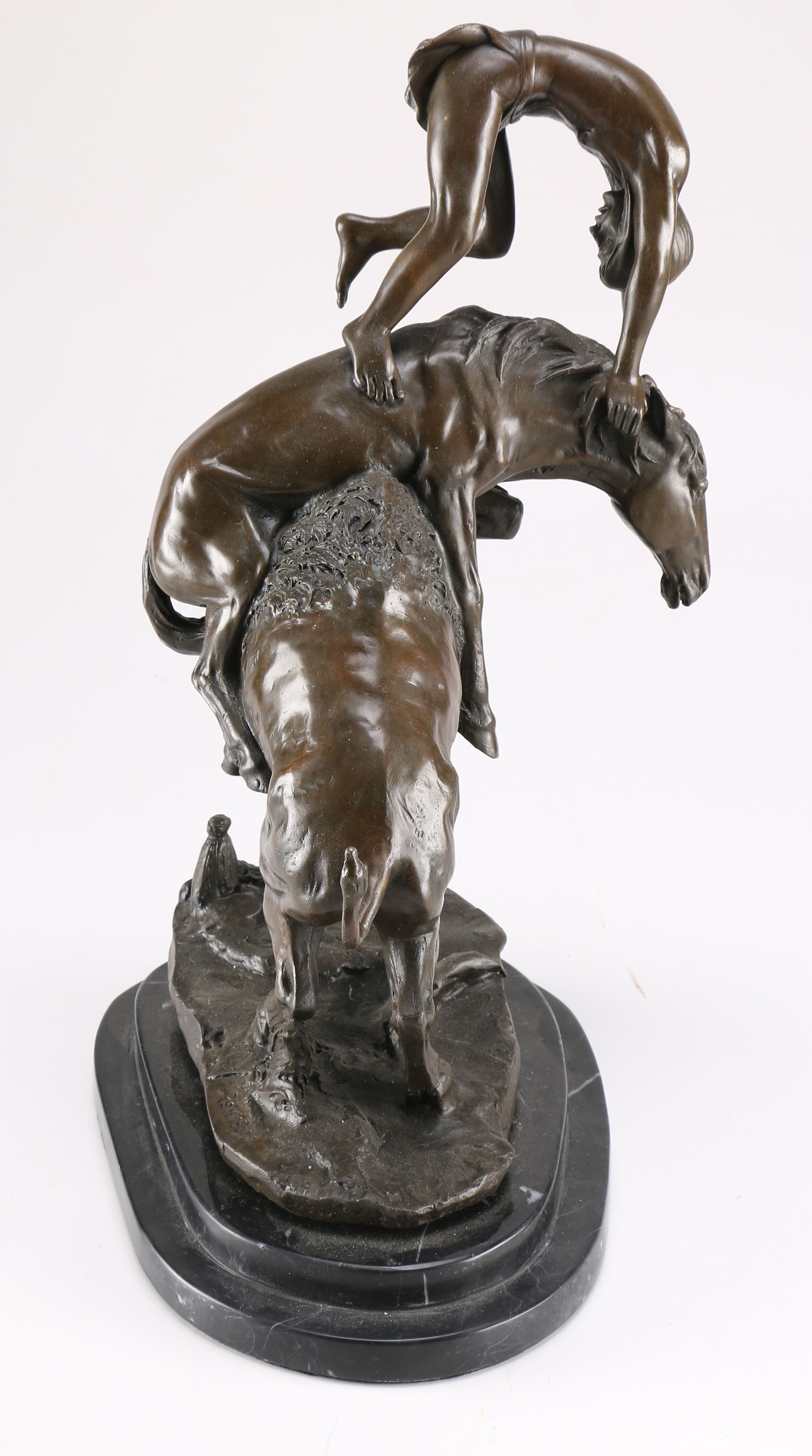 After Remington Bronze Statue of a Man on Horseback and Bull