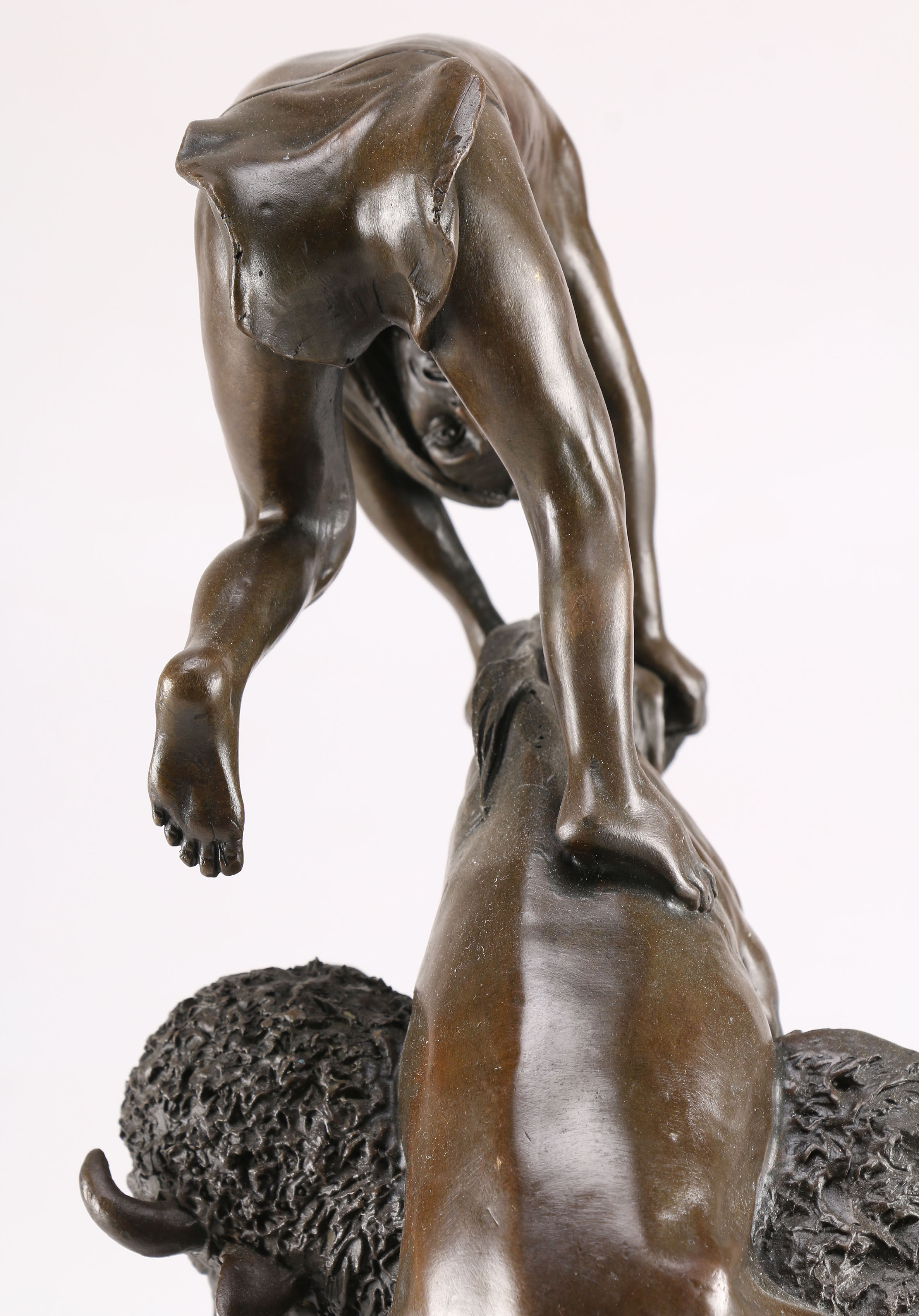 After Remington Bronze Statue of a Man on Horseback and Bull