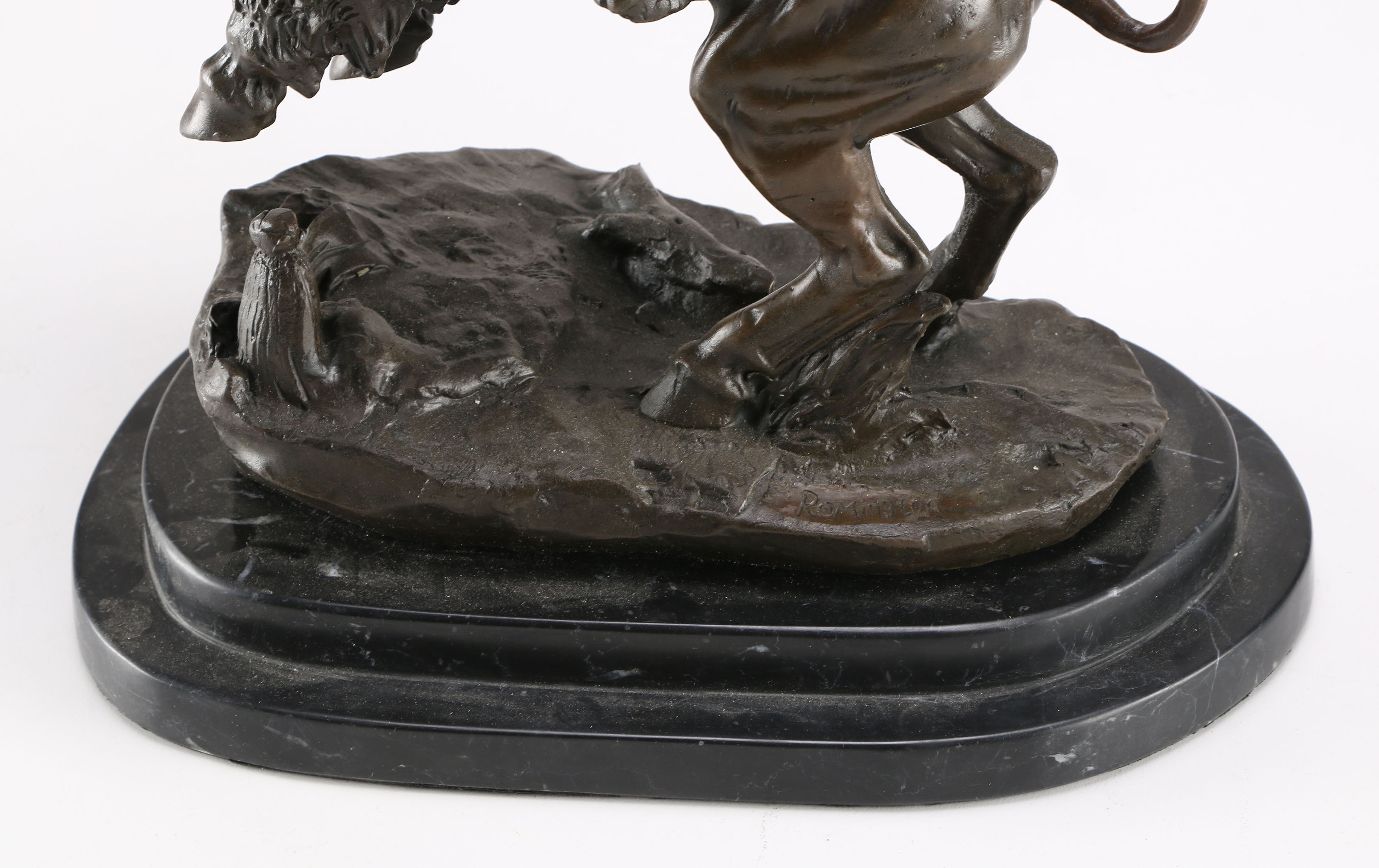 After Remington Bronze Statue of a Man on Horseback and Bull