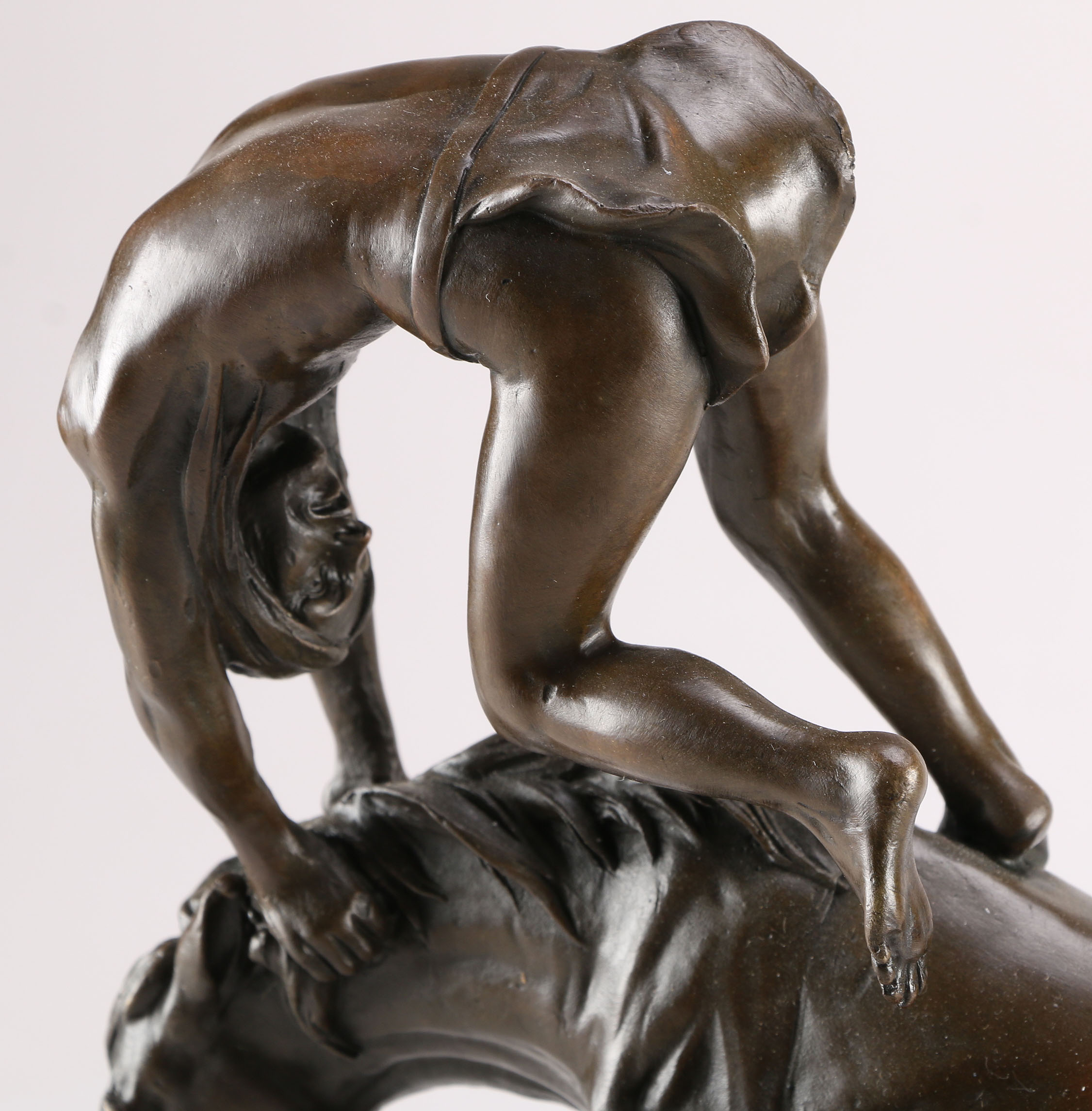 After Remington Bronze Statue of a Man on Horseback and Bull