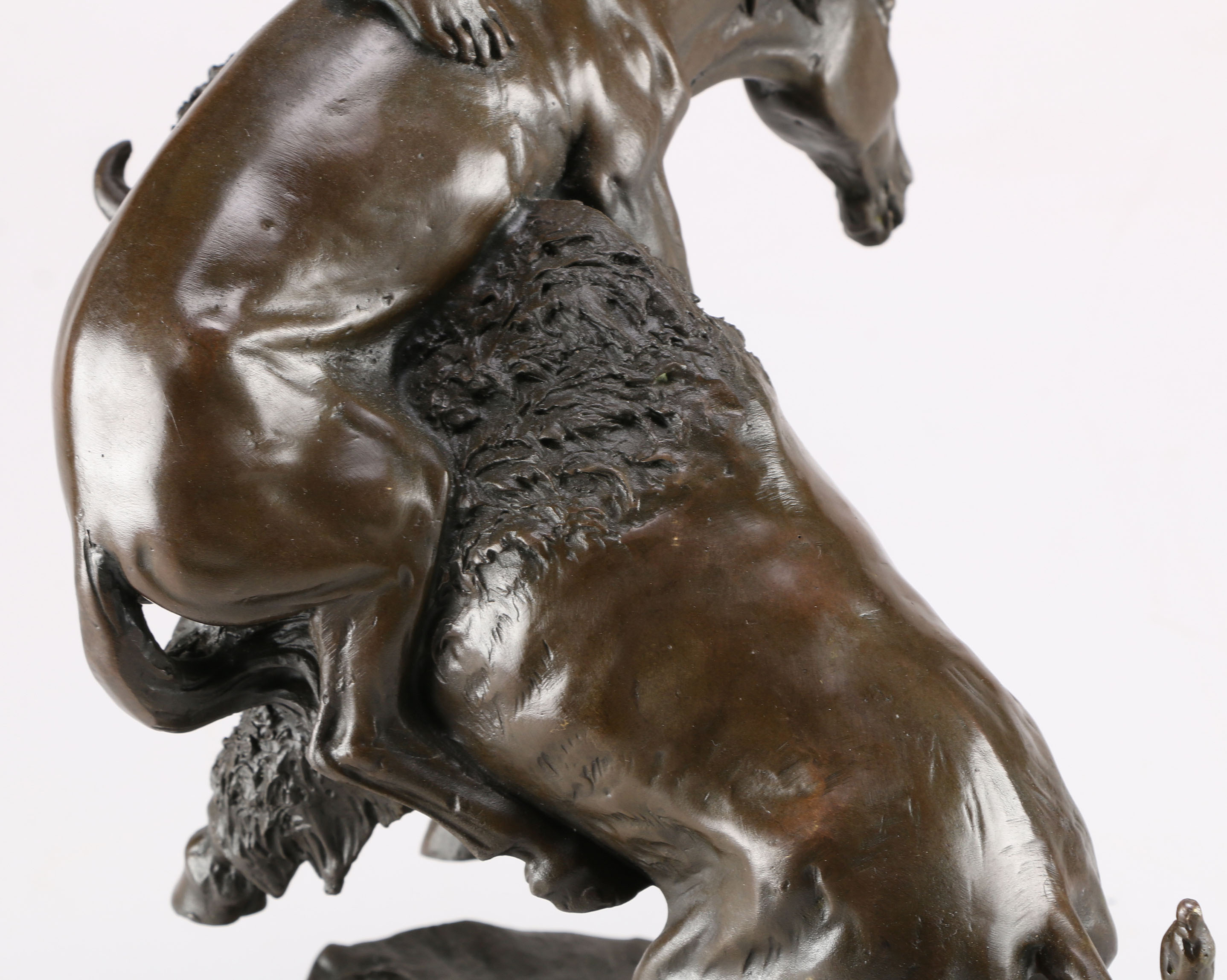After Remington Bronze Statue of a Man on Horseback and Bull