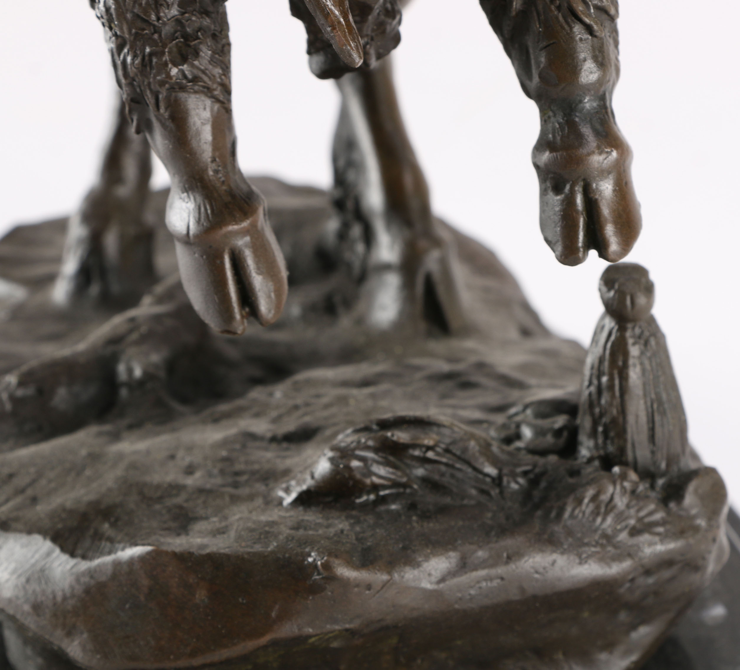 After Remington Bronze Statue of a Man on Horseback and Bull