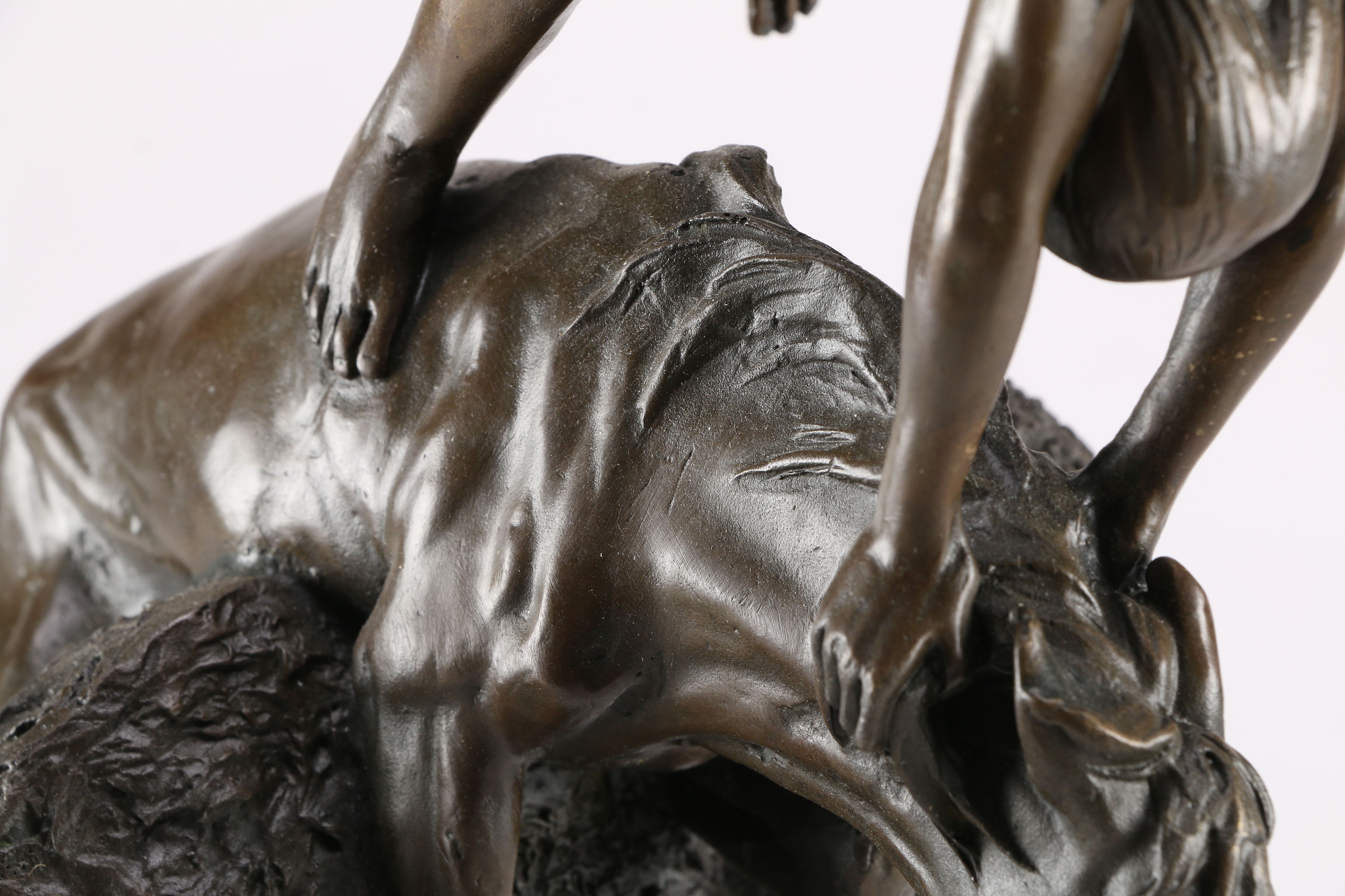 After Remington Bronze Statue of a Man on Horseback and Bull