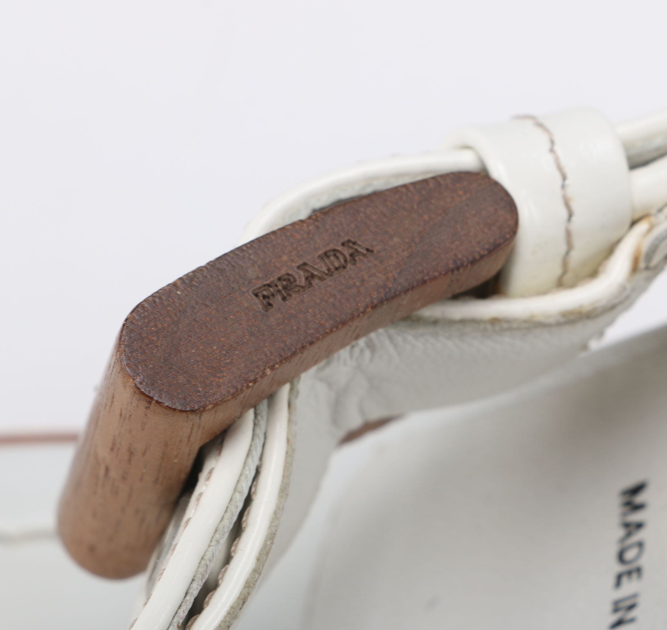 Prada Cream Leather Sandals