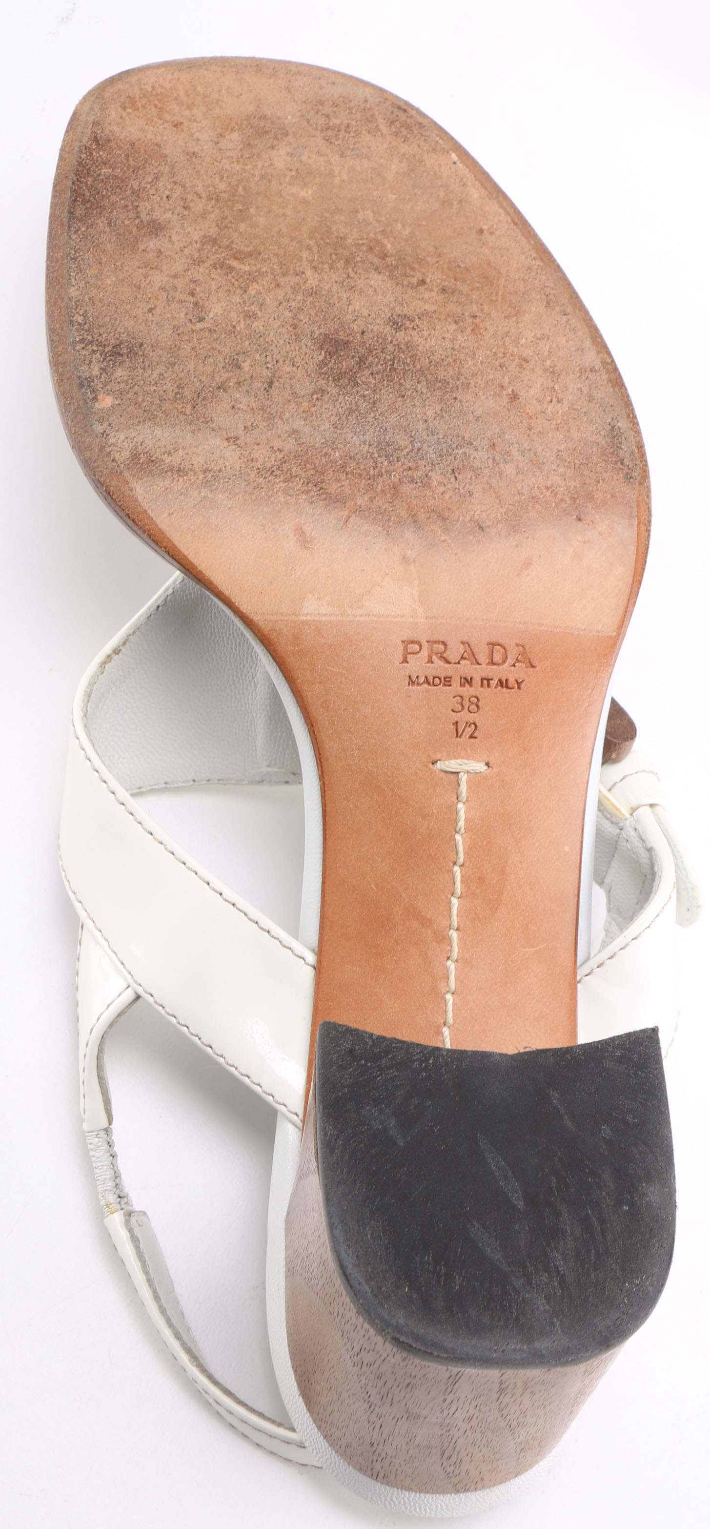 Prada Cream Leather Sandals