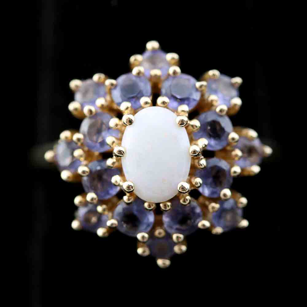 Opal and Lolite Yellow Gold Ring