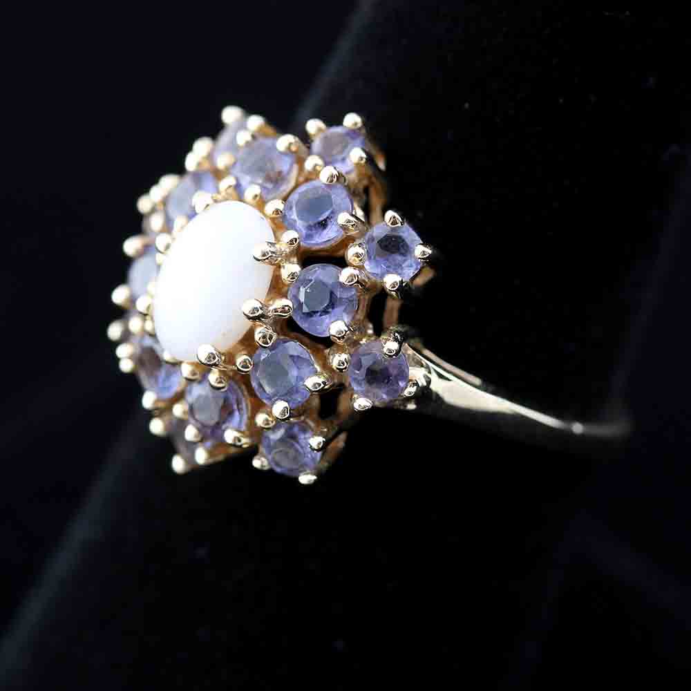 Opal and Lolite Yellow Gold Ring