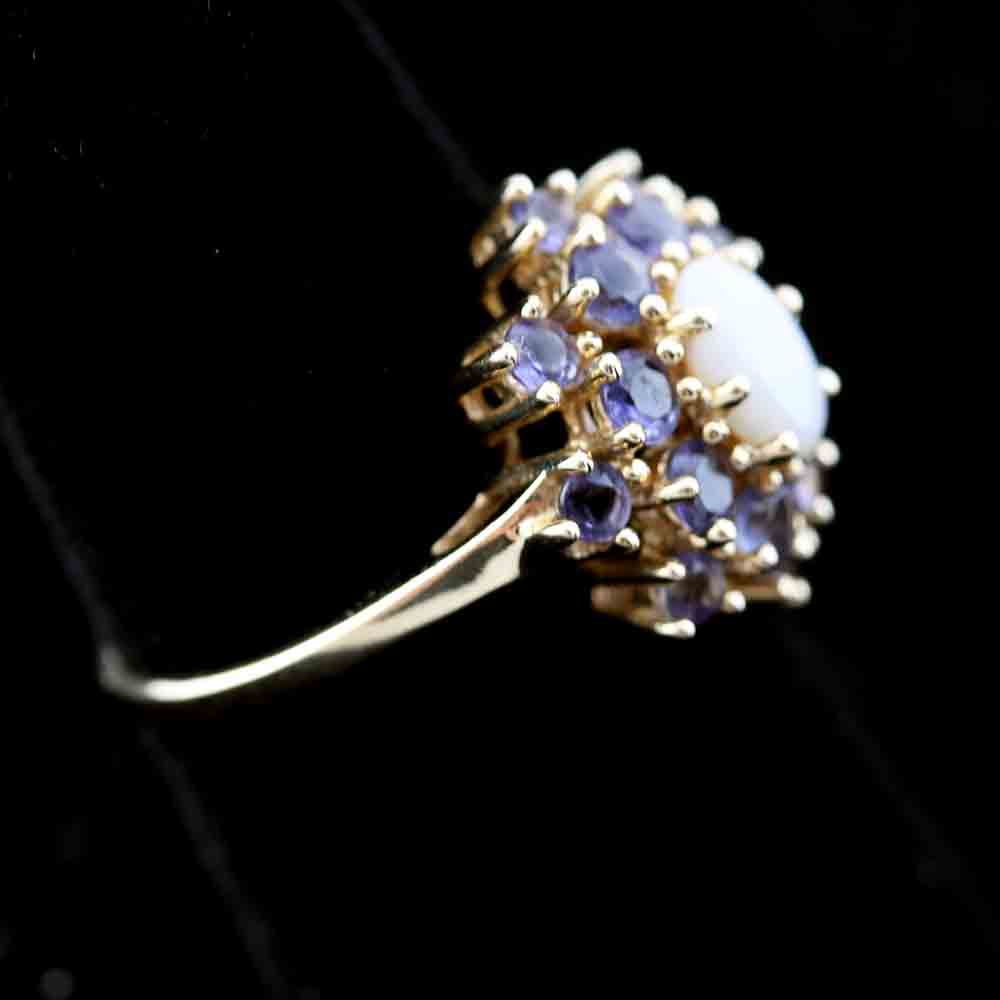 Opal and Lolite Yellow Gold Ring