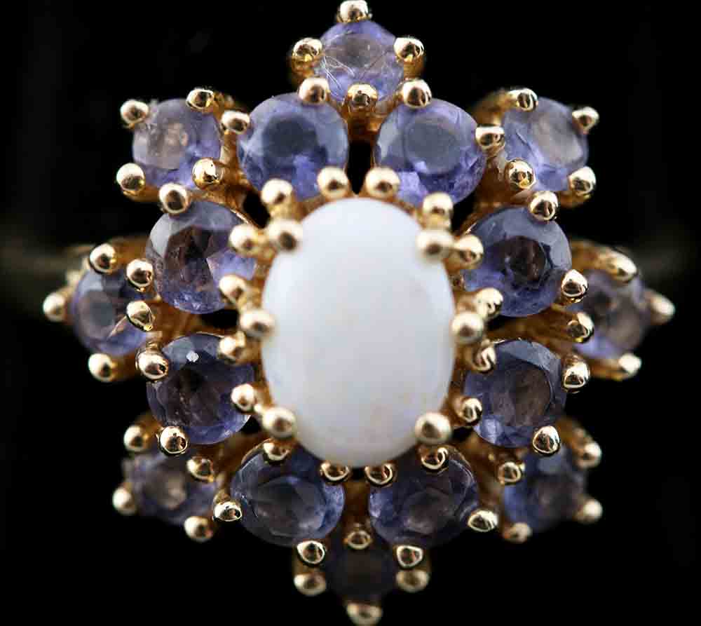 Opal and Lolite Yellow Gold Ring