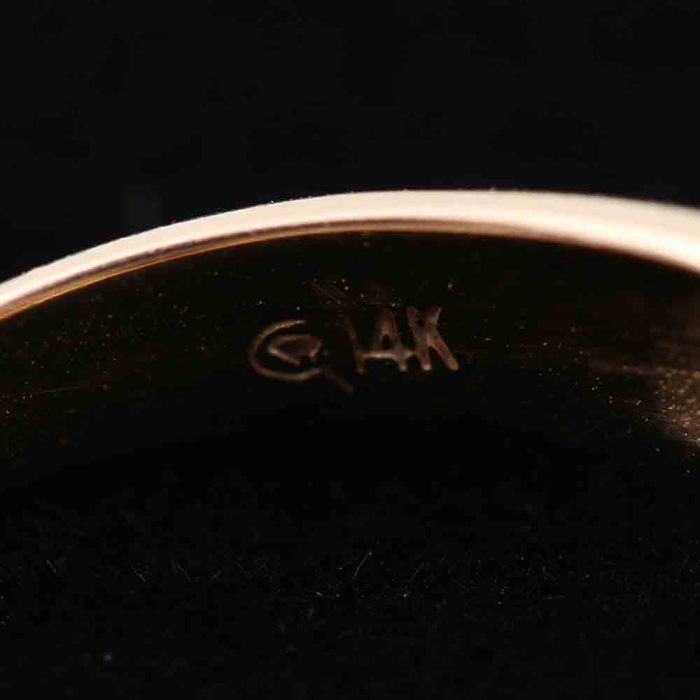 14K Yellow Gold Ring Garnet and Diamond