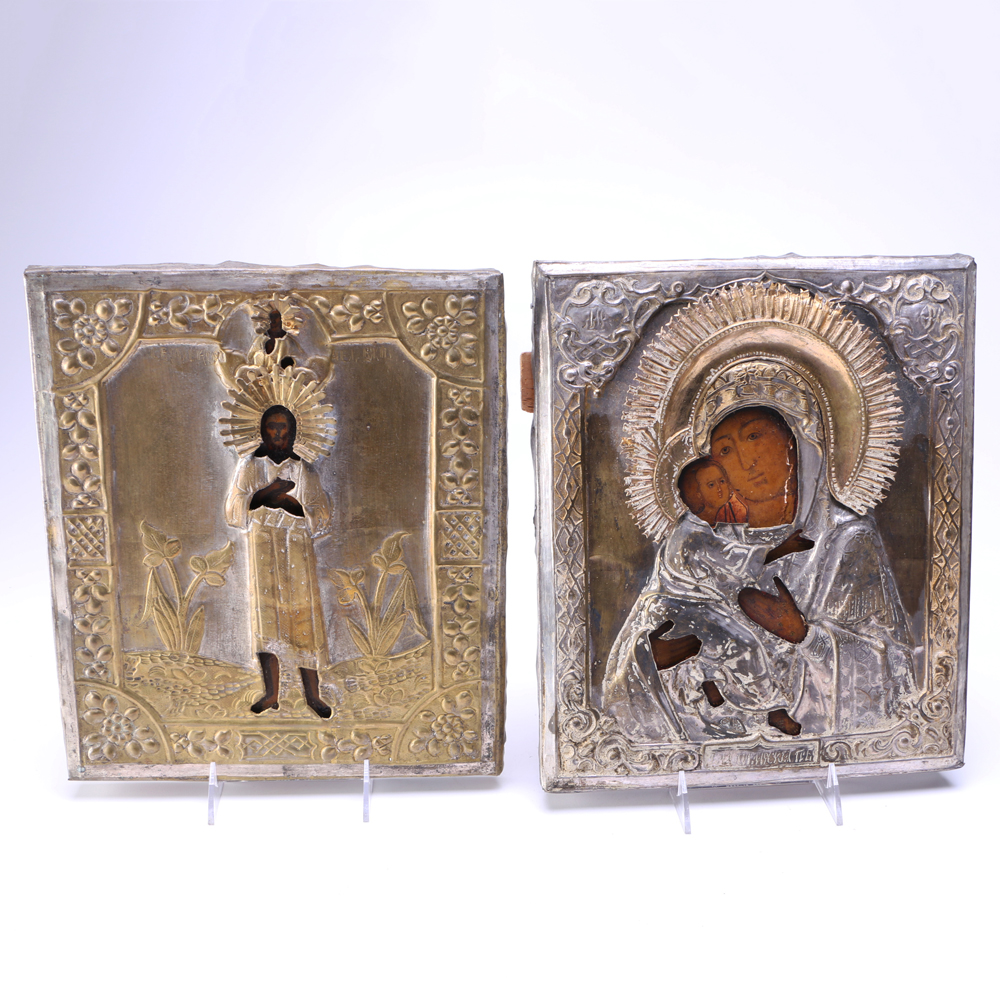 "Madonna and Child"  and "Christ with Angel" Russian Icons