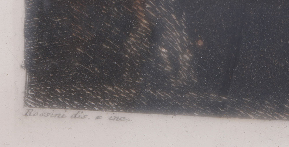 Luigi Rossini Hand Colored Engraving "Veduta Del Ponte Nomentano"