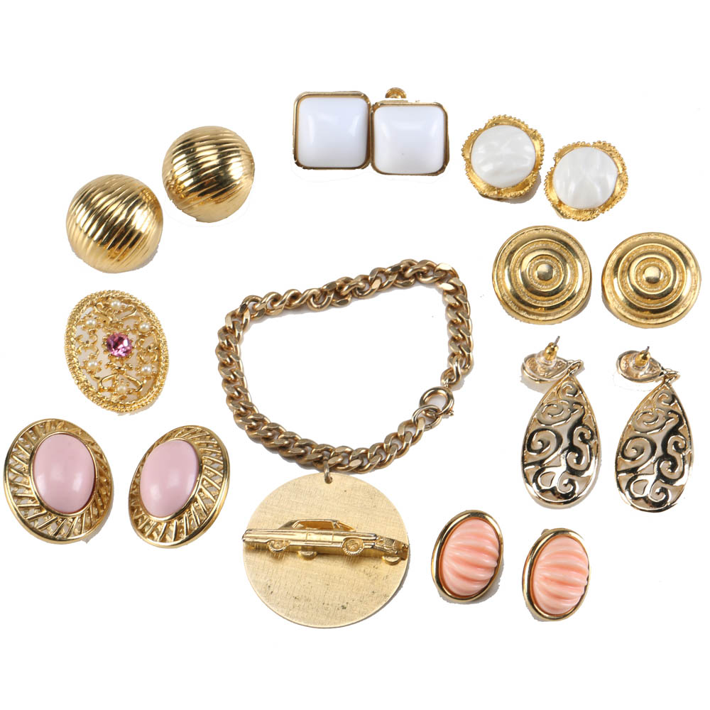 Gold Tone Clip-On Earrings