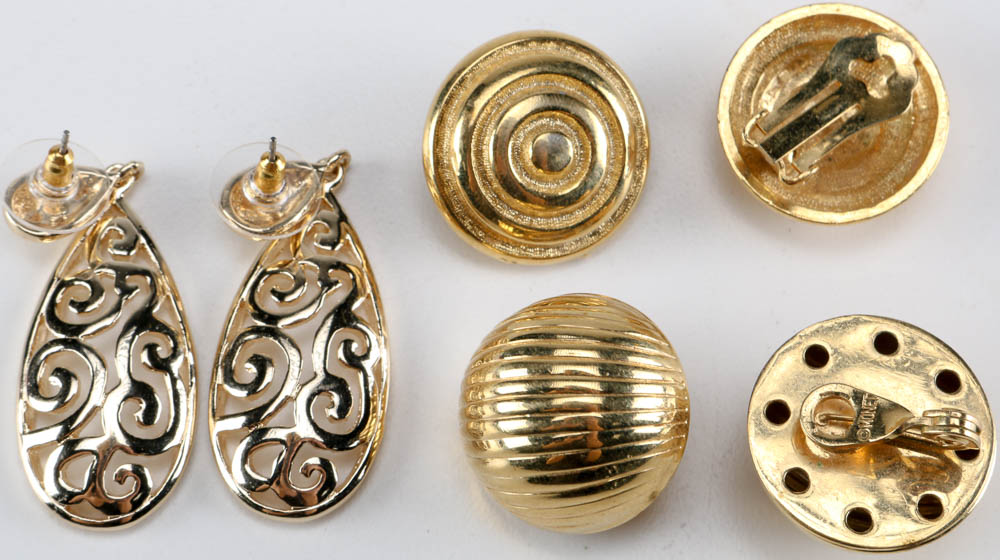 Gold Tone Clip-On Earrings