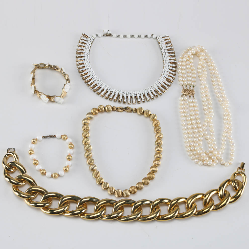 Assortment of Gold Tone Costume Jewelry