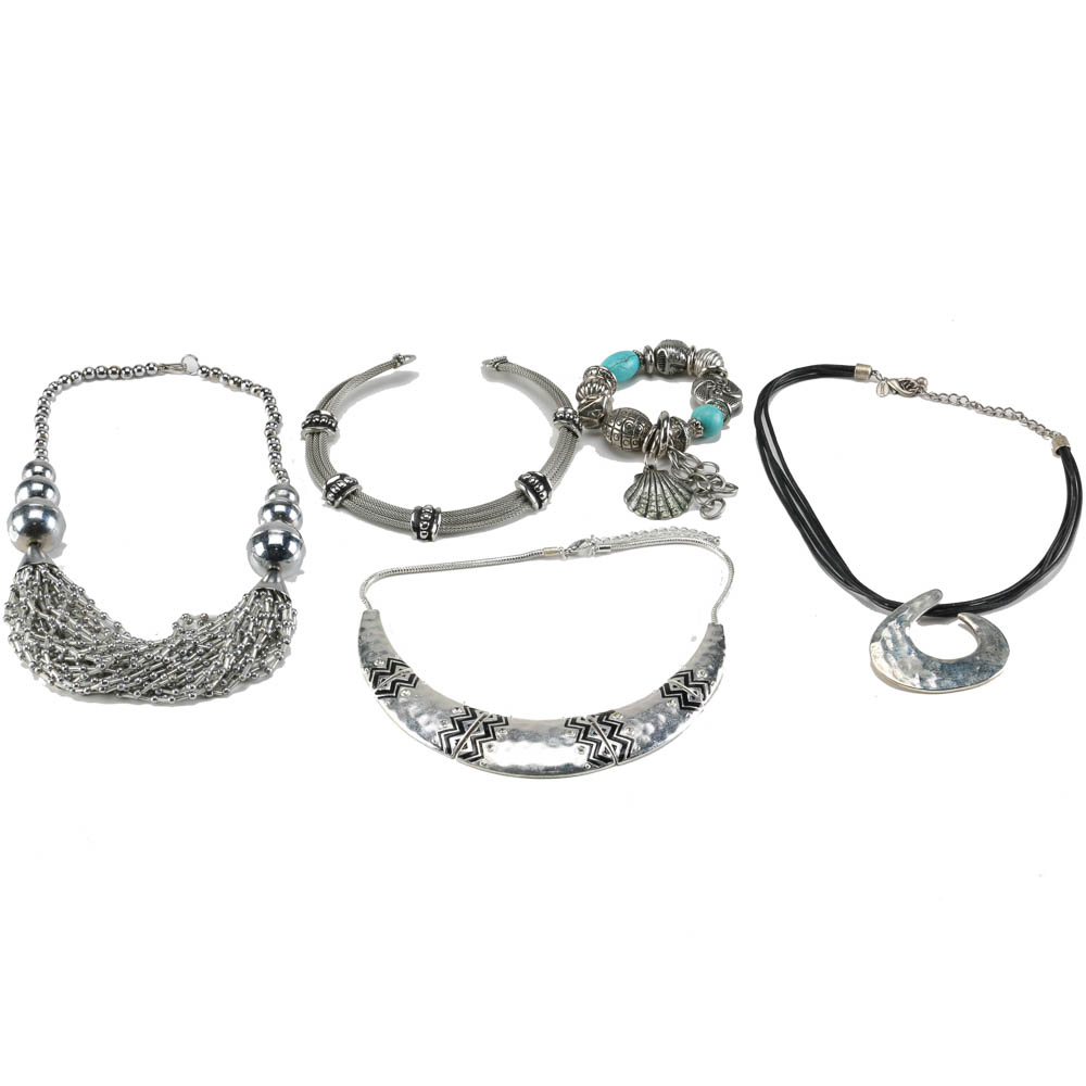 Statement Silver Toned Necklaces