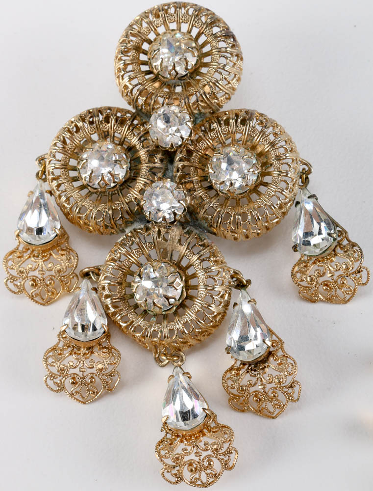 Collection of Gold Tone and Rhinestone Jewelry
